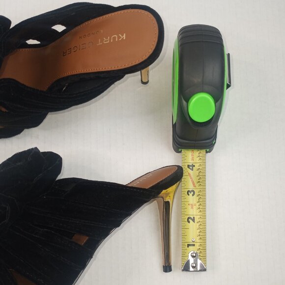 Kurt Geiger London Bloom Black Velvet Flower Square Toe Mule Heels - Picture 6 of 10